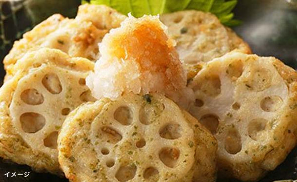 「みつせ鶏 蓮根かさね揚げ（あおさ入り）」
